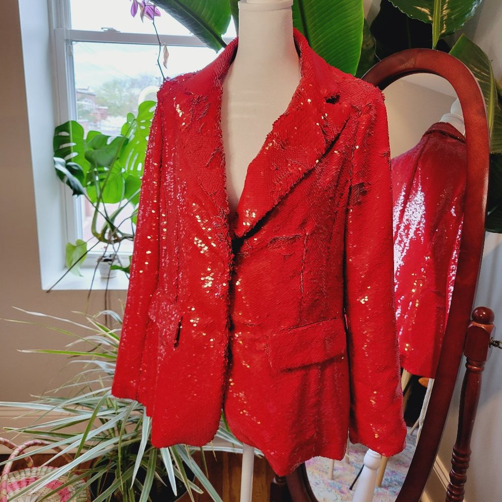 Sequin Red Blazer